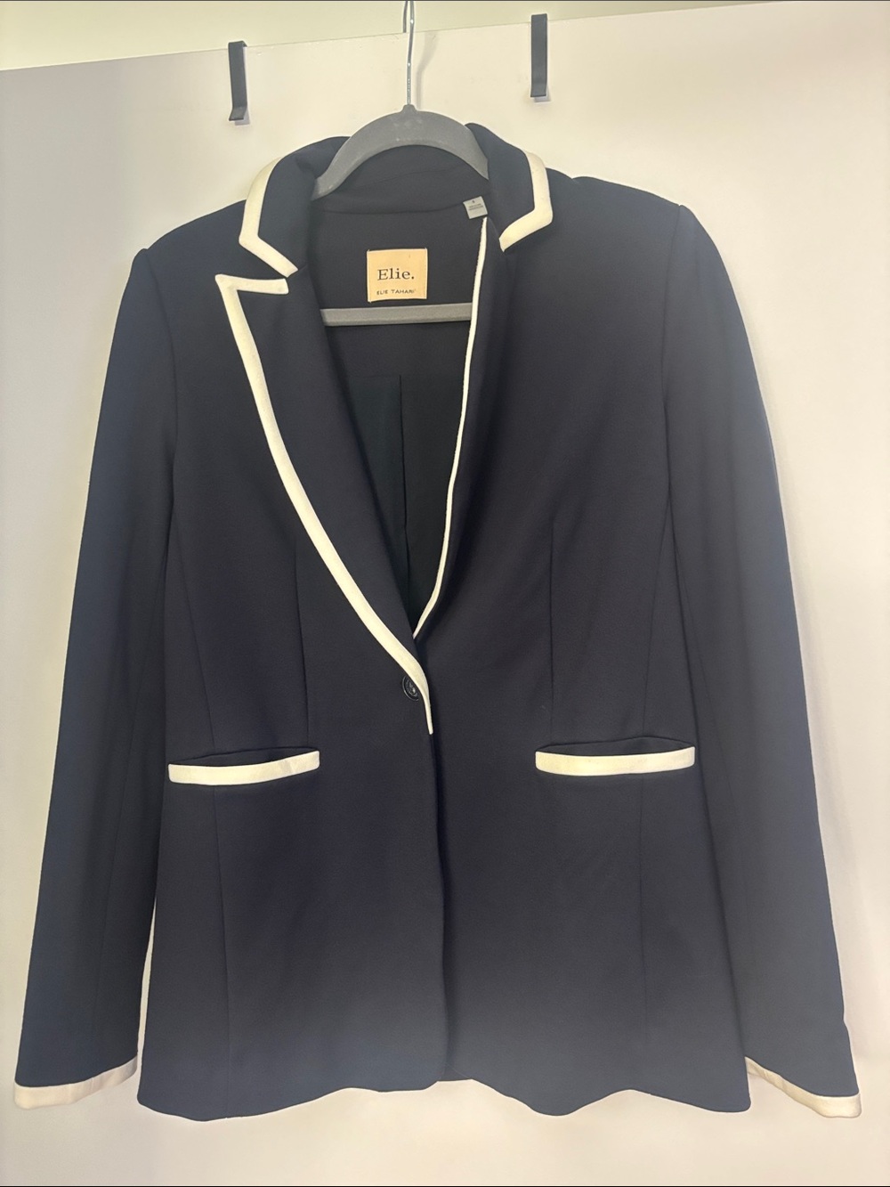 Elie Tahari Navy Blazer with Cream Trim